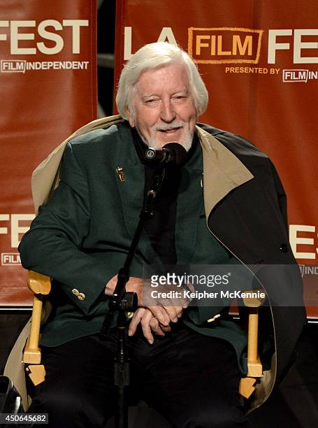 Documentary subject Caroll Spinney speaks onstage at the premiere of "I Am Big Bird" during the 2014 Los Angeles Film Festival at Grand Performances...