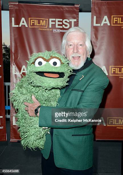 Documentary subject Caroll Spinney attends the premiere of "I Am Big Bird" during the 2014 Los Angeles Film Festival at Grand Performances on June...