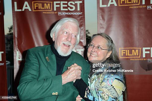 Documentary subject Caroll Spinney and Deb Spinney attend the premiere of "I Am Big Bird" during the 2014 Los Angeles Film Festival at Grand...
