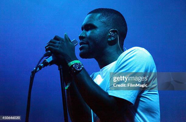 Frank Ocean performs at The Other Tent during day 3 of the 2014 Bonnaroo Arts And Music Festival on June 14, 2014 in Manchester, Tennessee.