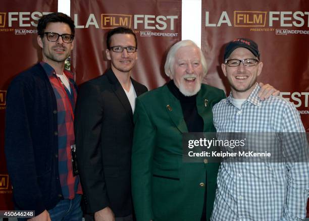 Director Chad Walker, producer Clay Frost, documentary subject Caroll Spinney and writer/director Dave LaMattina attend the premiere of "I Am Big...