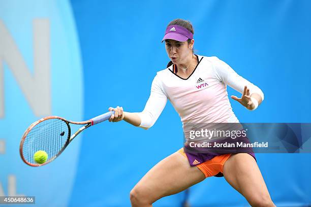 Christina McHale of the USA in action against Su-Wei Hsieh of Chinese Taipei during their Women's Singles third round qualifying match on day two of...