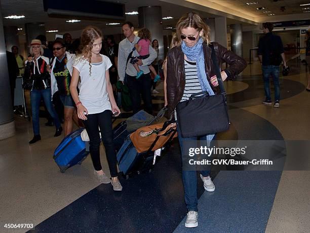 August 10: Felicity Huffman and her daughters, Georgia Grace Macy and Sofia Grace Macy, are seen on August 10, 2013 in Los Angeles, United States.