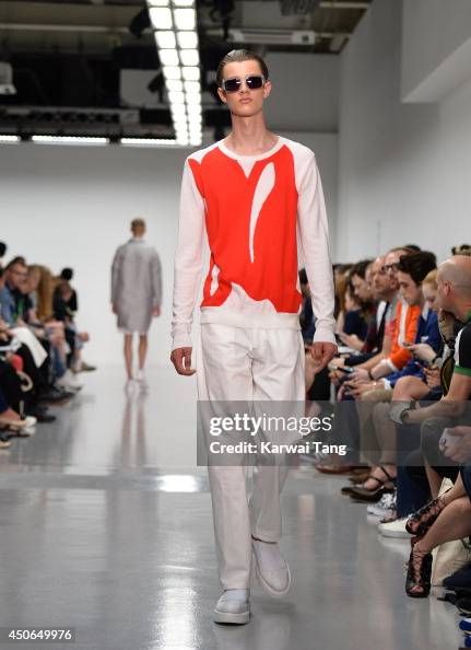 A model walks the runway at the Lou Dalton show during the London ...