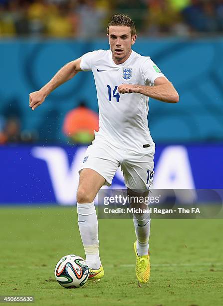 Jordan Henderson of England in action during the 2014 FIFA World Cup Brazil Group D match between England and Italy at Arena Amazonia on June 14,...