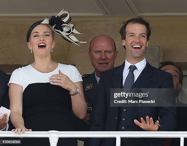 Actress Kate Winslet and husband Ned Rocknroll attend the 'Prix de Diane Longines 2014' at Hippodrome de Chantilly on June 15, 2014 in Chantilly,...