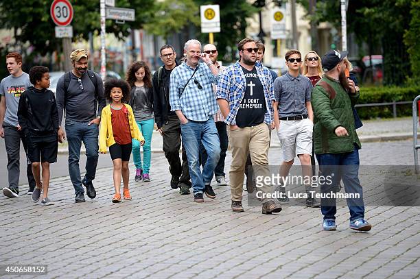 Francis Lawrence; Jeffrey Wright and people from the Cast 'The Hunger Games - Mockingjay' sighted in Berlin on June 15, 2014 in Berlin, Germany.