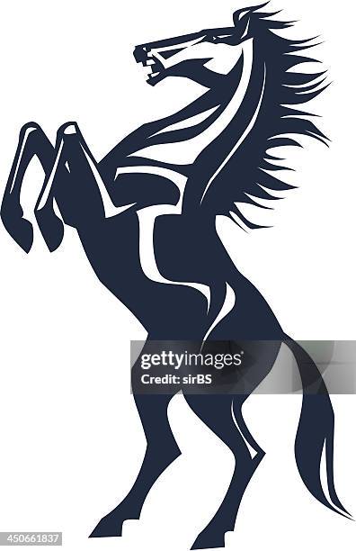 stockillustraties, clipart, cartoons en iconen met horse reared - horse rearing up