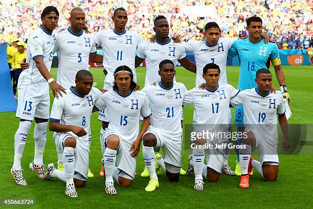 Honduras pose for a team photo prior to the 2014 FIFA World Cup Brazil Group E match between France and Honduras at Estadio Beira-Rio on June 15,...