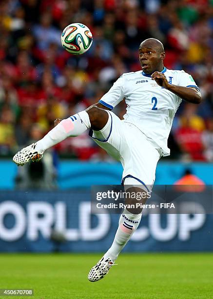 Osman Chavez of Honduras in action during the 2014 FIFA World Cup Brazil Group E match between France and Honduras at Estadio Beira-Rio on June 15,...