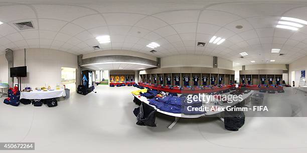 General view of the France dressing room before the 2014 FIFA World Cup Brazil Group E match between France v Honduras at Estadio Beira-Rio on June...