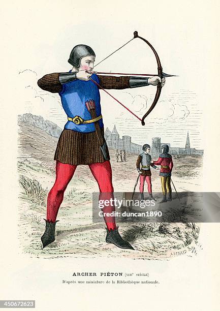 archer - 13th century - medieval archer stock illustrations