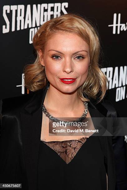 Myanna Buring attends an after party following the press night performance of "Strangers On A Train" at the Cafe de Paris on November 19, 2013 in...