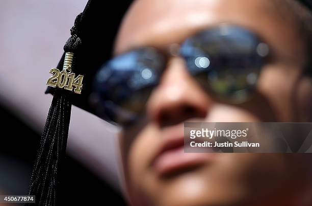 Graduating Stanford University student partcipates in the "Wacky Walk" before the start of the 123rd Stanford commencement ceremony June 15, 2014 in...