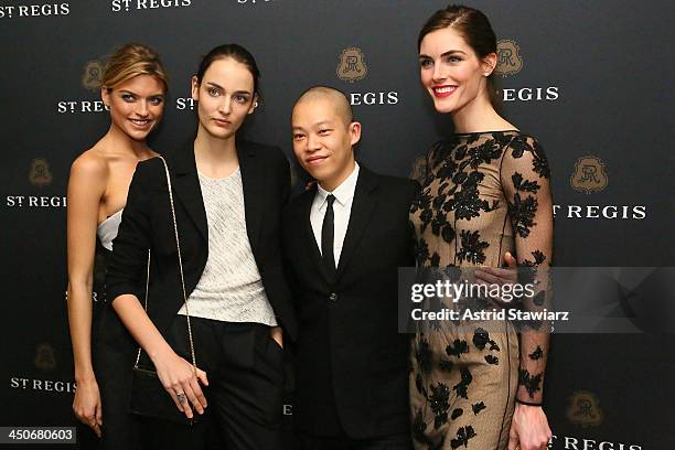 Martha Hunt, Zuzanna Bijoch, Jason Wu and Hilary Rhoda attend the King Cole Bar And Salon opening at the St. Regis on November 19, 2013 in New York...
