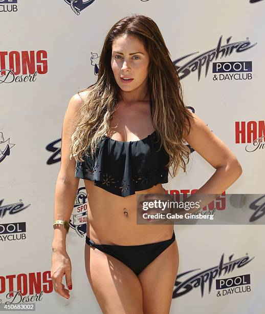 Dancer and backup singer Allison Kyler of Motley Crue arrives at Sapphire Pool & Day Club on June 15, 2014 in Las Vegas, Nevada.