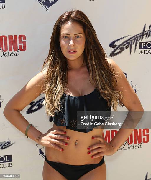 Dancer and backup singer Allison Kyler of Motley Crue arrives at Sapphire Pool & Day Club on June 15, 2014 in Las Vegas, Nevada.