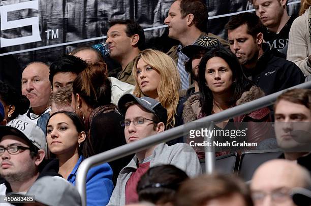 Briga Heelan watches the game between the Los Angeles Kings and the Tampa Bay Lightning at Staples Center on November 19, 2013 in Los Angeles,...