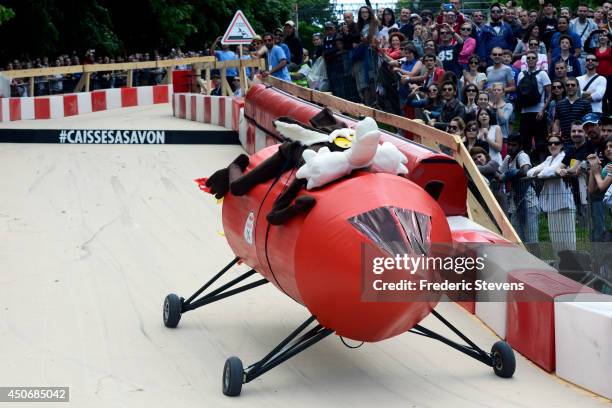 The team "Les Coyotes" on the circuit Red Bull Soap Box at National Domaine of Saint Cloud on July 14, 2013 near Paris, France. The Red Bull Soapbox...