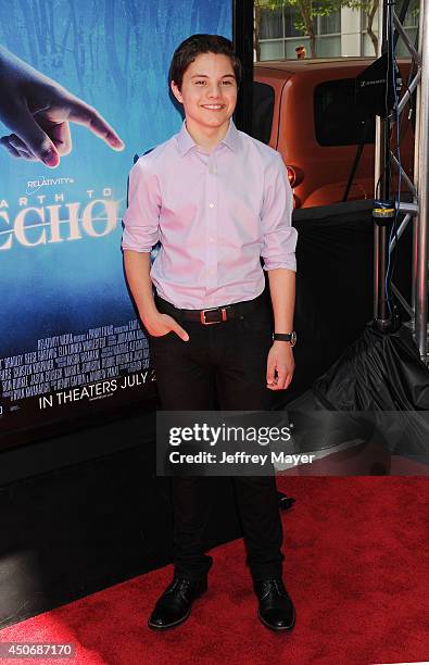 Actor Zach Callison attends the premiere of 'Earth to Echo' during the 2014 Los Angeles Film Festival at Regal Cinemas L.A. Live on June 14, 2014 in...