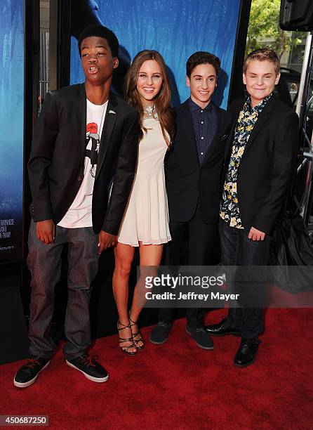Actors Brian Bradley, Ella Wahlestedt, Teo Halm and Reese Hartwig attend the premiere of 'Earth to Echo' during the 2014 Los Angeles Film Festival at...