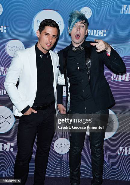 Matt Webb and Josh Ramsey of Marianas Trench pose in the press room at the 2014 MuchMusic Video Awards at MuchMusic HQ on June 15, 2014 in Toronto,...
