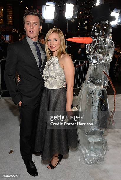 Actors Johnathan Groff, Kristen Bell, attend the premiere of Walt Disney Animation Studios' 'Frozen'at the El Capitan Theatre on November 19, 2013 in...
