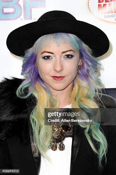 Costume designer Kit Scarbo arrives at the Los Angeles premiere of "G.B.F." at Chinese 6 Theater in Hollywood on November 19, 2013 in Hollywood,...