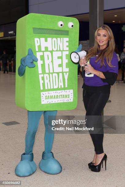 Lauren Goodger launches Samaritans' New Fundraising Day, Phone Free Friday at Waterloo Station on June 16, 2014 in London, England.