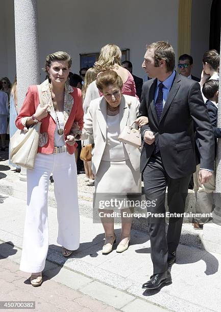 Maria Zurita, Princess Margarita and Alfonso Zurita attend First Communion of Bruno Gomez Acebo and Barbara Cano's son on June 14, 2014 in Madrid,...