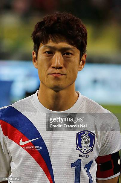 Chung Yong Lee of South Korea prior to the International Football match between South Korea and Russia at the Zabeel Staduim on November 19, 2013 in...