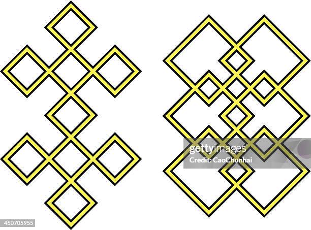 auspicious knot - tibetan buddhism stock illustrations