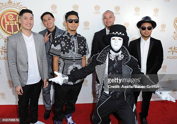 Dance crew Jabbawockeez arrive at the 2014 Huading Film Awards at The Montalban on June 1, 2014 in Hollywood, California.