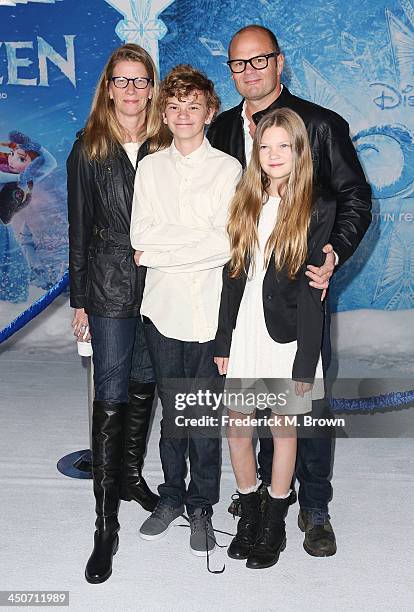 Actor Chris Bauer and his family attend the Premiere of Walt Disney Animation Studios' "Frozen" at the El Capitan Theatre on November 19, 2013 in...