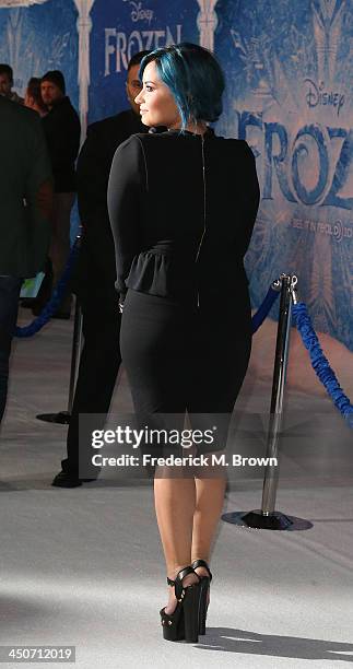 Singer Demi Lovato attends the Premiere of Walt Disney Animation Studios' "Frozen" at the El Capitan Theatre on November 19, 2013 in Hollywood,...