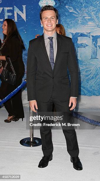 Actor Jonathan Groff attends the Premiere of Walt Disney Animation Studios' "Frozen" at the El Capitan Theatre on November 19, 2013 in Hollywood,...