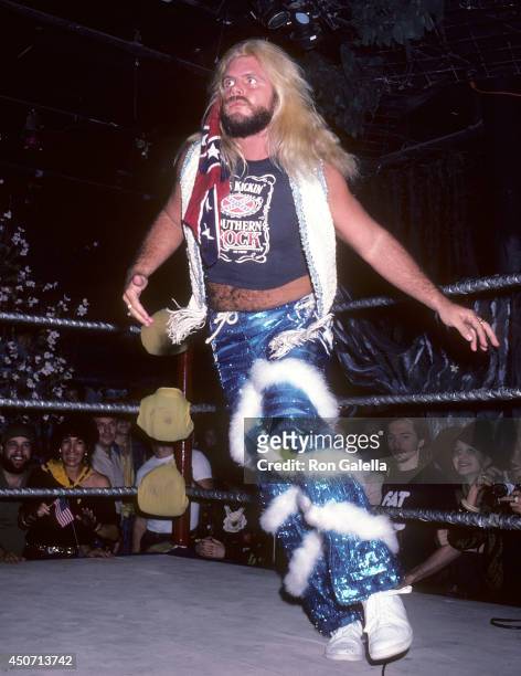Wrestler Michael Hayes attends Raeanne Rubenstein's book "Wrestlin': Pro Wrestling Close-Up" Release Party on October 1, 1985 at Area Nightclub in...