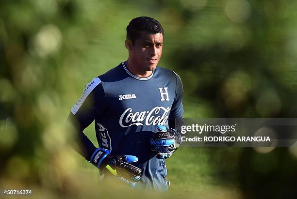 Honduras' goalkeeper Noel Valladares takes part in a training session in Porto Feliz, Brazil on June 16 during the 2014 FIFA Football World Cup...