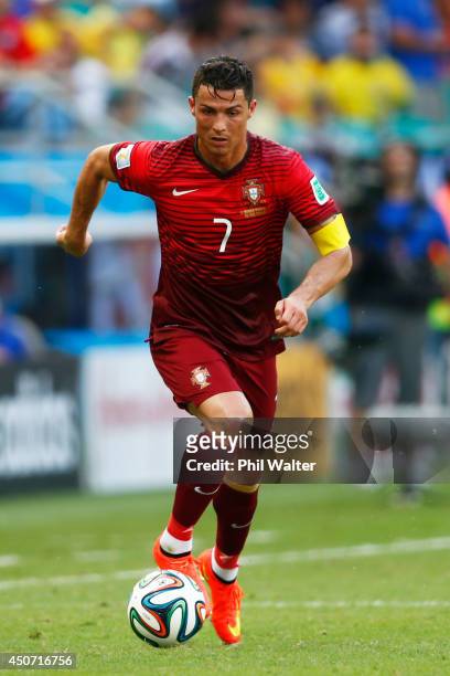 Cristiano Ronaldo of Portugal during the 2014 FIFA World Cup Brazil Group G match between Germany and Portugal at Arena Fonte Nova on June 16, 2014...