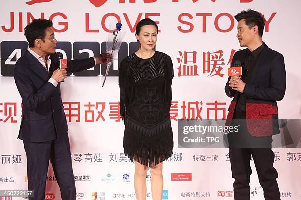 Cast members Tony Leung and Carina Lau and director Chen Sicheng attend press conference of Beijing Love Story on Tuesday November 19,2013 in Hong...