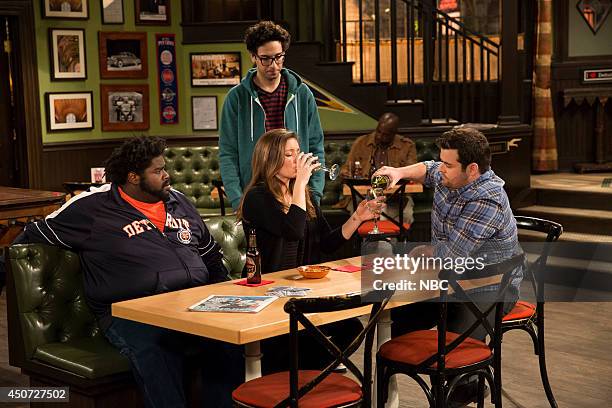 The Julius Effect" Episode 107 -- Pictured: Ron Funches as Shelly, Rick Glassman as Burski, Bianca Kajlich as Leslie, David Fynn as Brett --