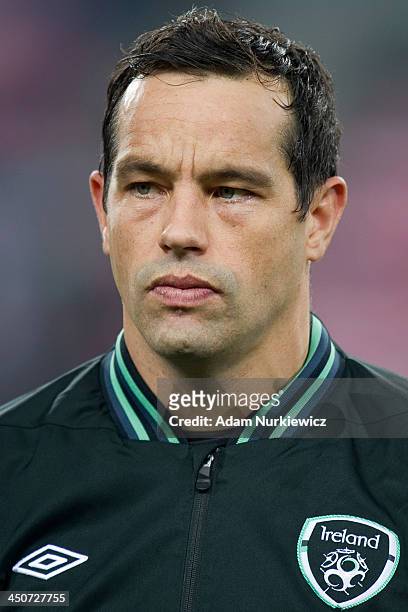 Goalkeeper David Forde of Ireland during the International friendly match between Poland and Ireland at the Inea Stadium on November 19, 2013 in...
