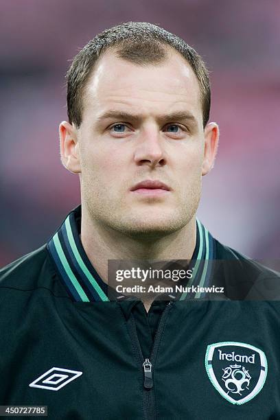 Anthony Stokes of Ireland during the International friendly match between Poland and Ireland at the Inea Stadium on November 19, 2013 in Poznan,...