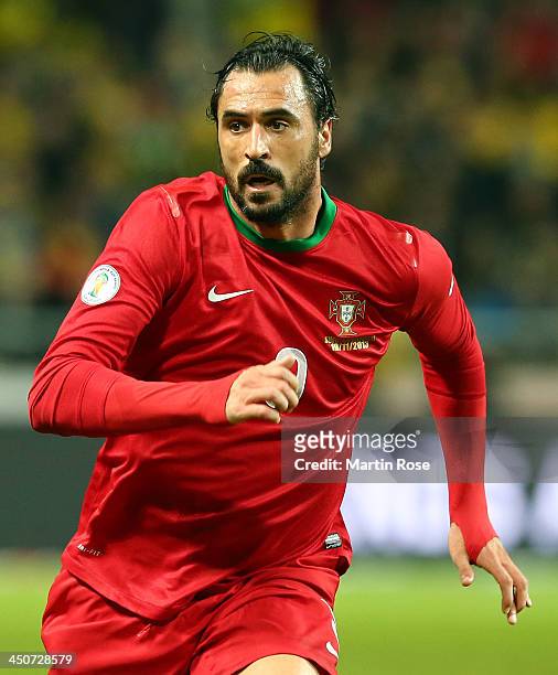 Hugo Almeida of Portugal runs during the FIFA 2014 World Cup Qualifier Play-off Second Leg match between Sweden and Portugal at Friends Arena on...