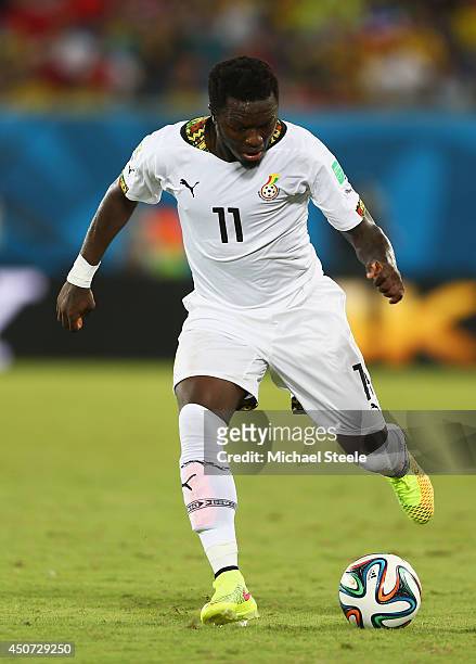 Sulley Muntari of Ghana controls the ball during the 2014 FIFA World Cup Brazil Group G match between Ghana and the United States at Estadio das...