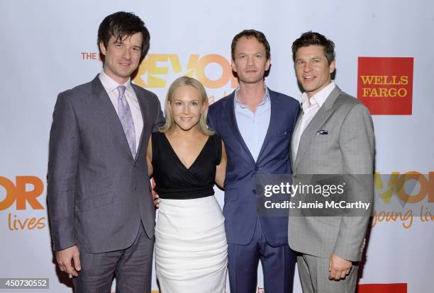 Christian Hebel, Rachael Harris, Neil Patrick Harris and David Burtka attend the Trevor Project's 2014 "TrevorLIVE NY" Event at the Marriott Marquis...