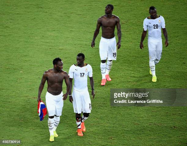 Michael Essien, Mohammed Rabiu, Jonathan Mensah and Kwadwo Asamoah of Ghana look dejected after being defeated 2-1 by the United States during the...