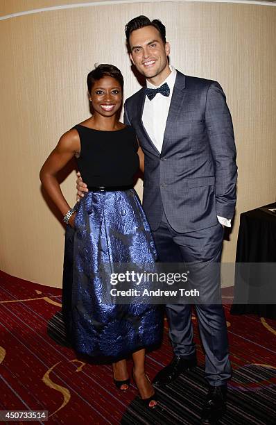 Actress, singer Montego Glover and actor Cheyenne Jackson attends the Trevor Project's 2014 "TrevorLIVE NY" Event at the Marriott Marquis Hotel on...