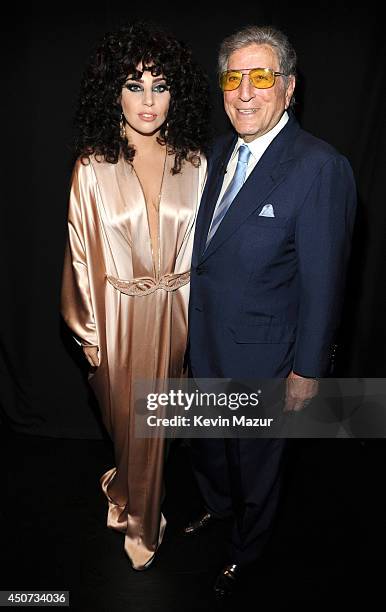 Lady Gaga and Tony Bennett make surprise appearance at Frank Sinatra School of the Arts on June 16, 2014 in New York City.