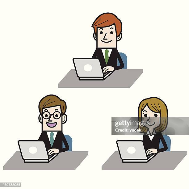 business people looking at computer - office admin vector stock illustrations